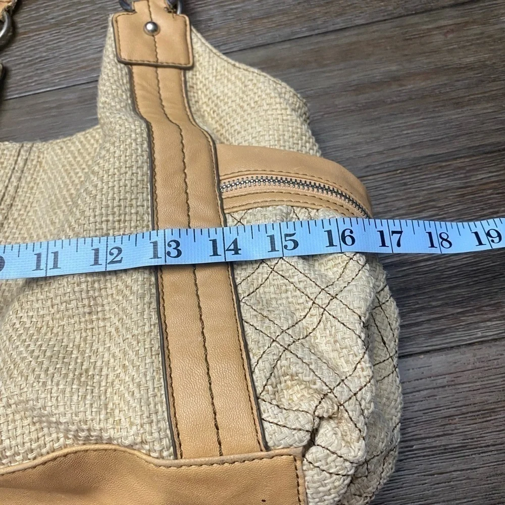 Relic Tan Faux Straw Woven Hobo Handbag